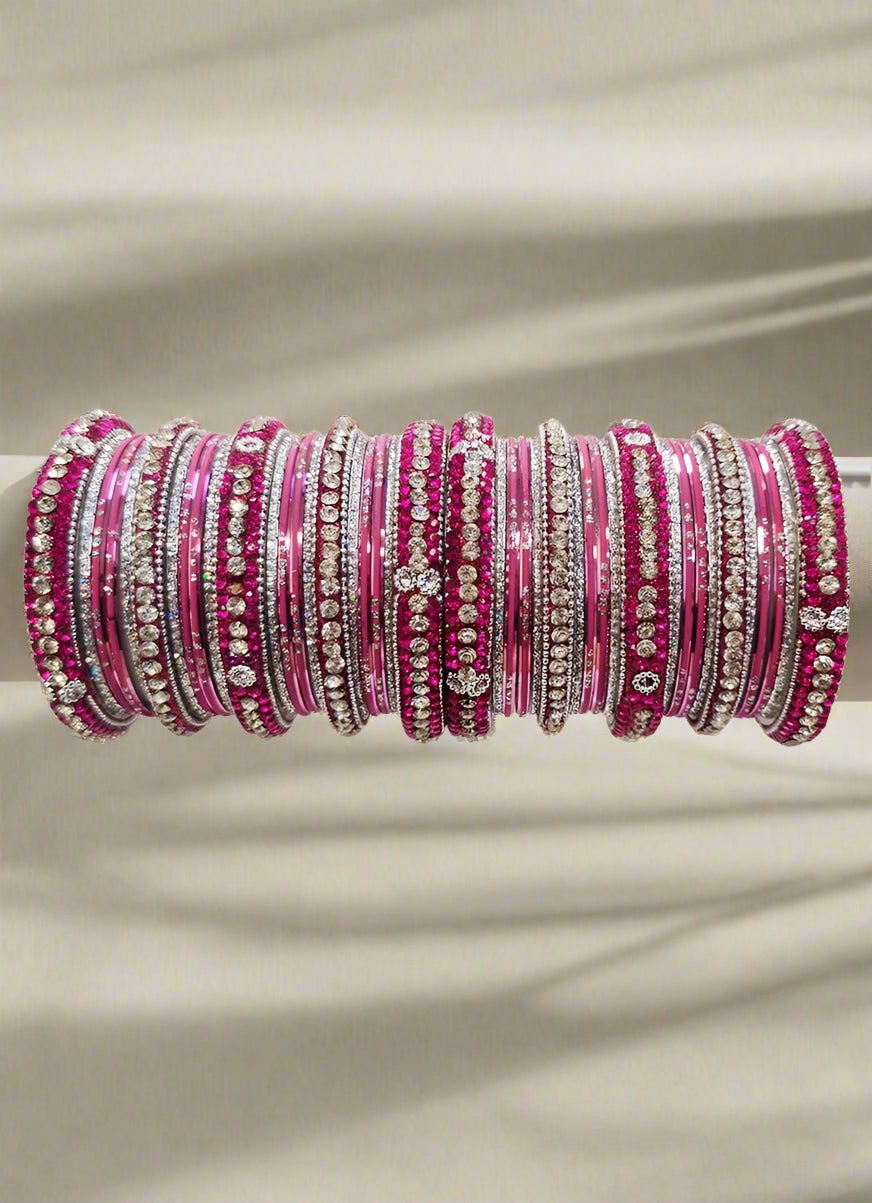 Buy Pink Studded Double Bangle Set