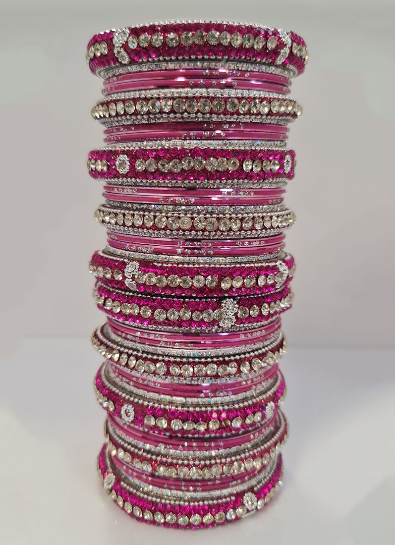 Buy Pink Studded Double Bangle Set
