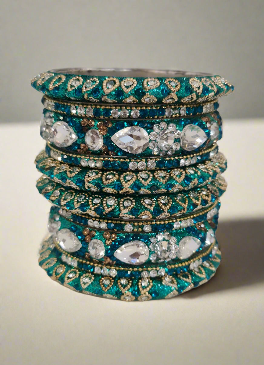 Buy Rama Intricate Diamonte Bangle Set