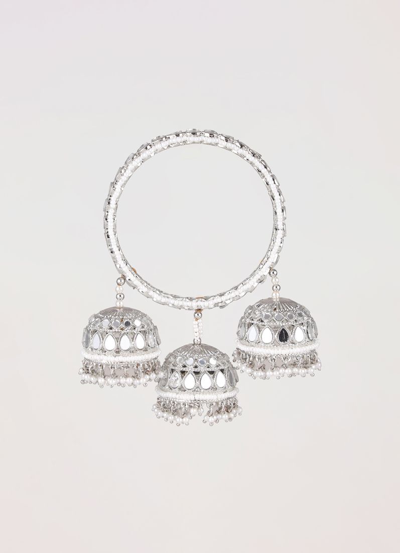 Buy Mirror With Triple Jumki Bangles In Antique Gold Colour Bangle Set