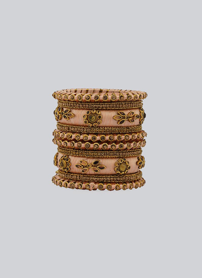 Buy Stylish Pink Thread Bangle Set
