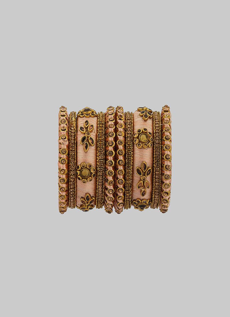 Buy Stylish Pink Thread Bangle Set