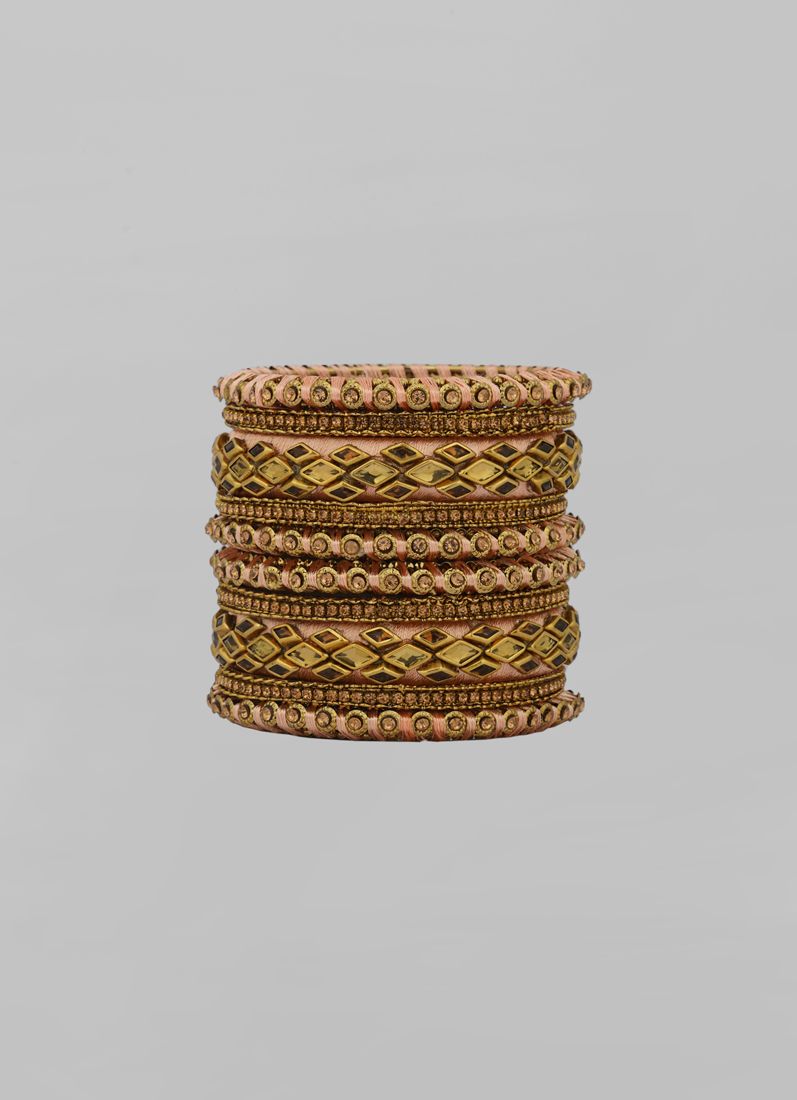 Buy Intricate Dusky Pink Thread Bangle Set