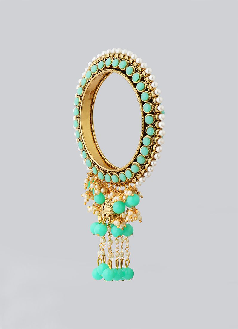 Buy Mint Green Bangle Droplet Beaded