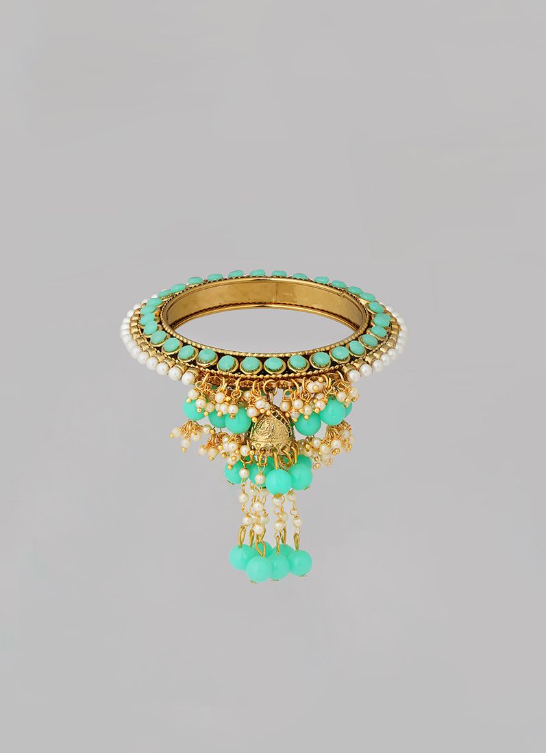 Buy Mint Green Bangle Droplet Beaded
