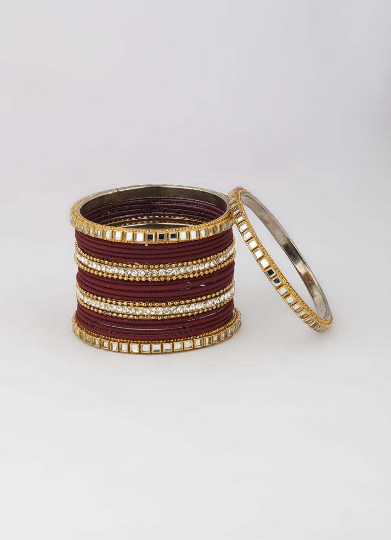 Buy Maroon Double Bangle Set