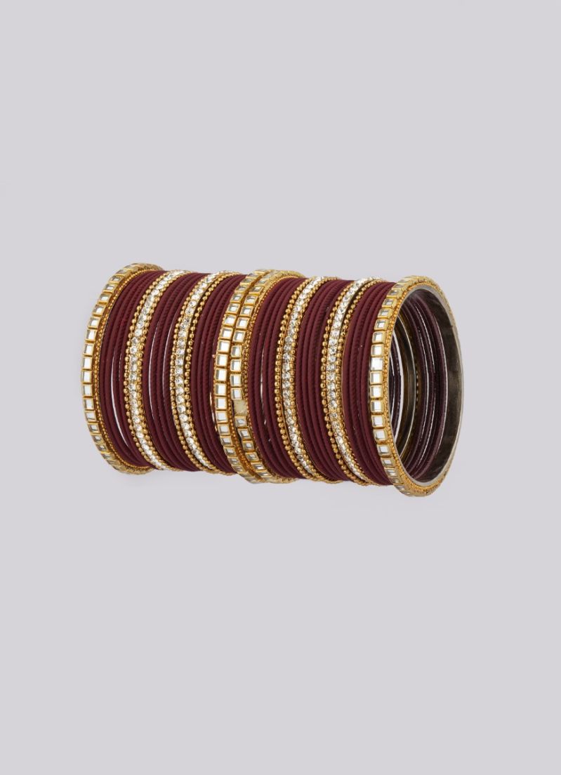 Buy Maroon Double Bangle Set