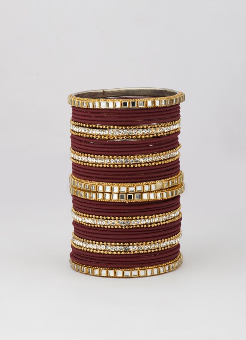 Buy Maroon Double Bangle Set