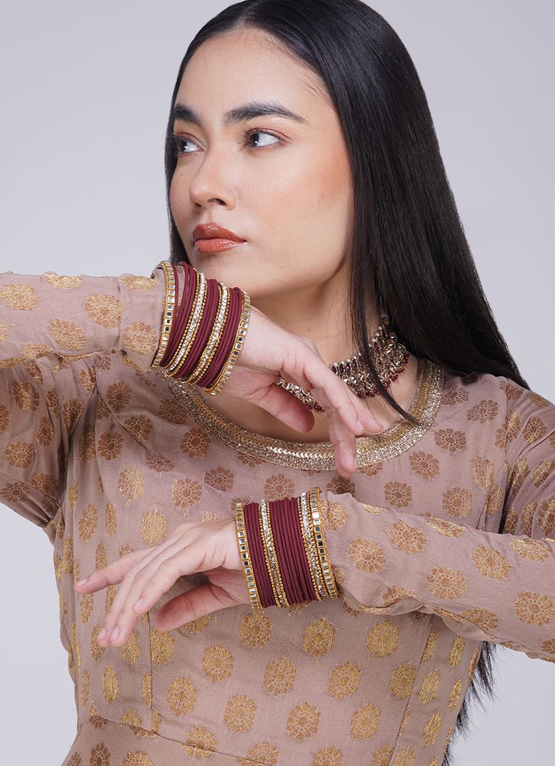 Buy Maroon Double Bangle Set