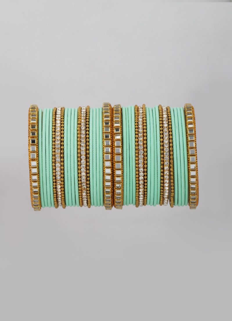 Buy Mint Double Bangle Set