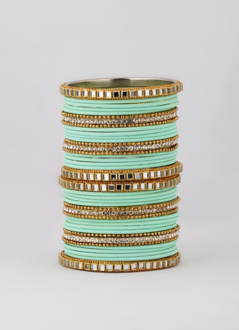 Buy Mint Double Bangle Set