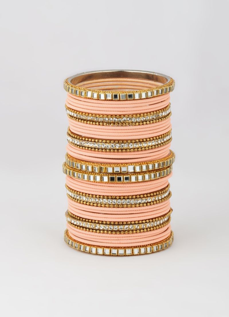 Buy Peach Double Bangle Set