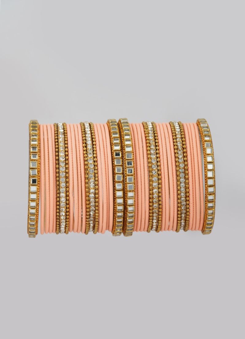Buy Peach Double Bangle Set