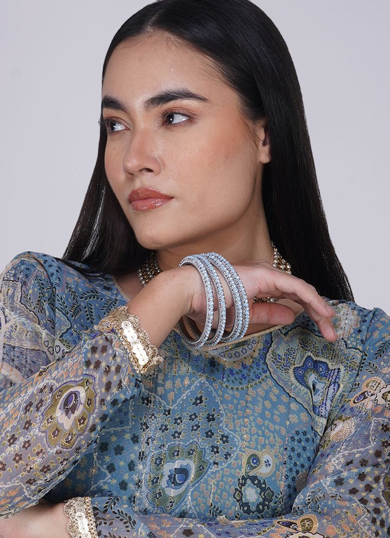 Buy Aqua Blue Four Pcs Bangle Set