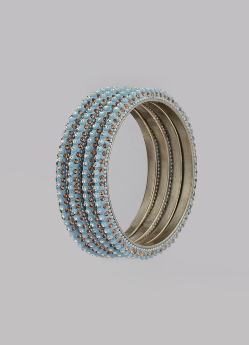 Buy Aqua Blue Four Pcs Bangle Set