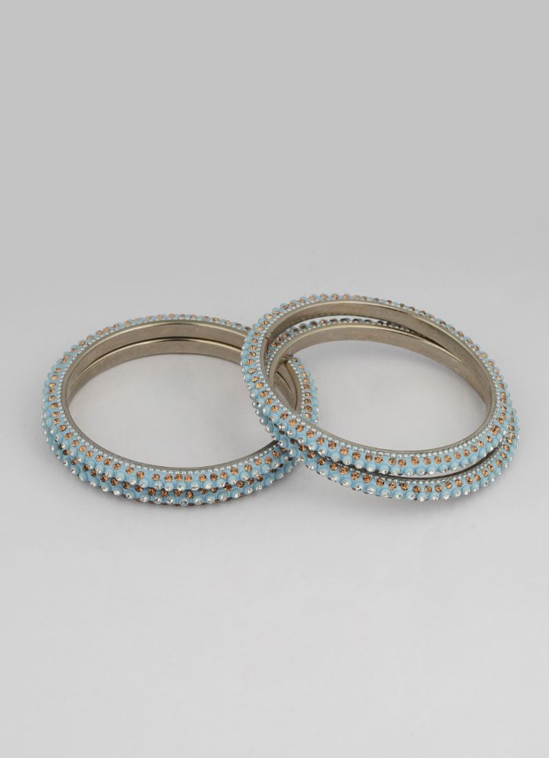 Buy Aqua Blue Four Pcs Bangle Set
