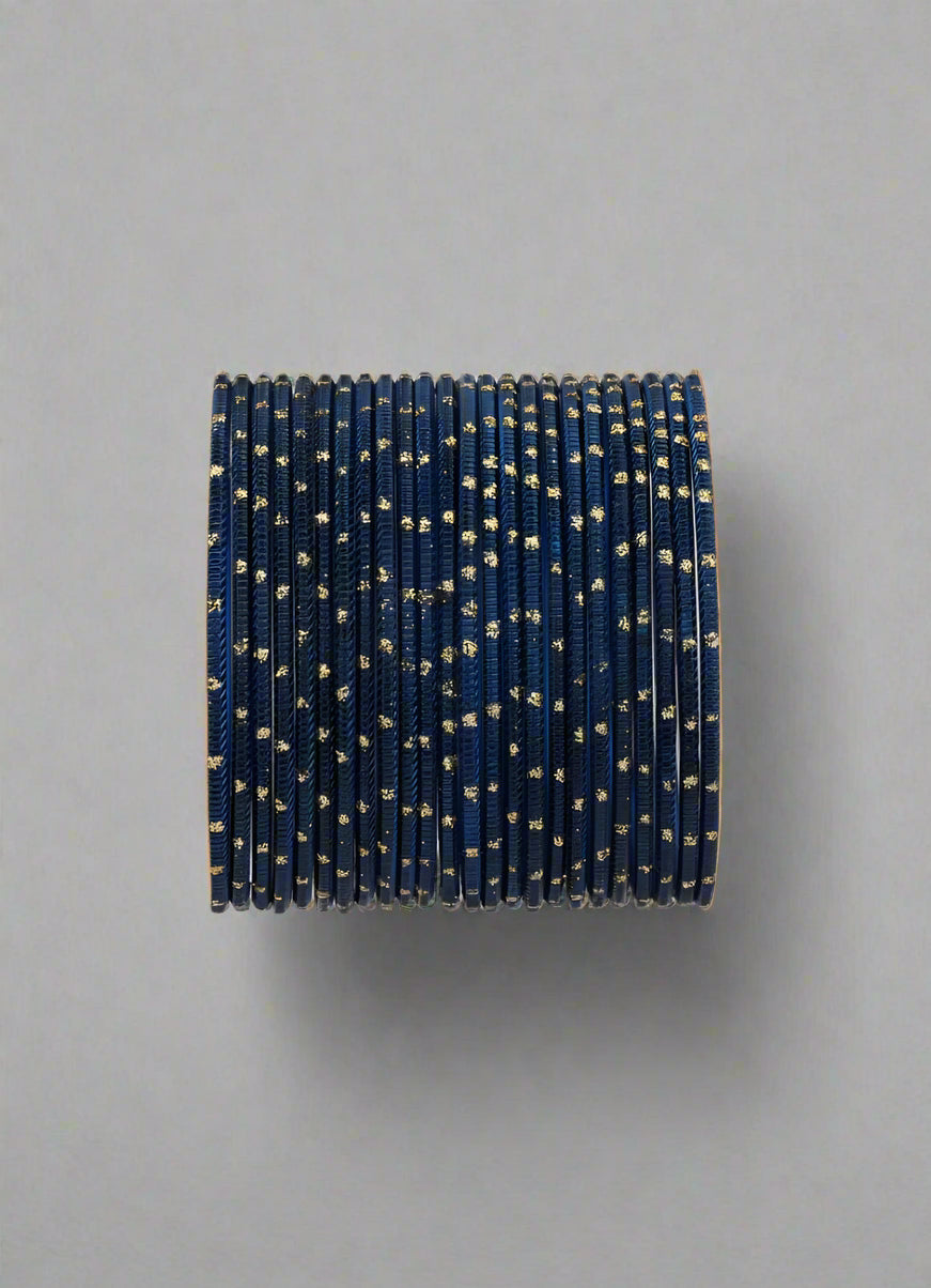Buy Navy Glitter Spot Bangle Set