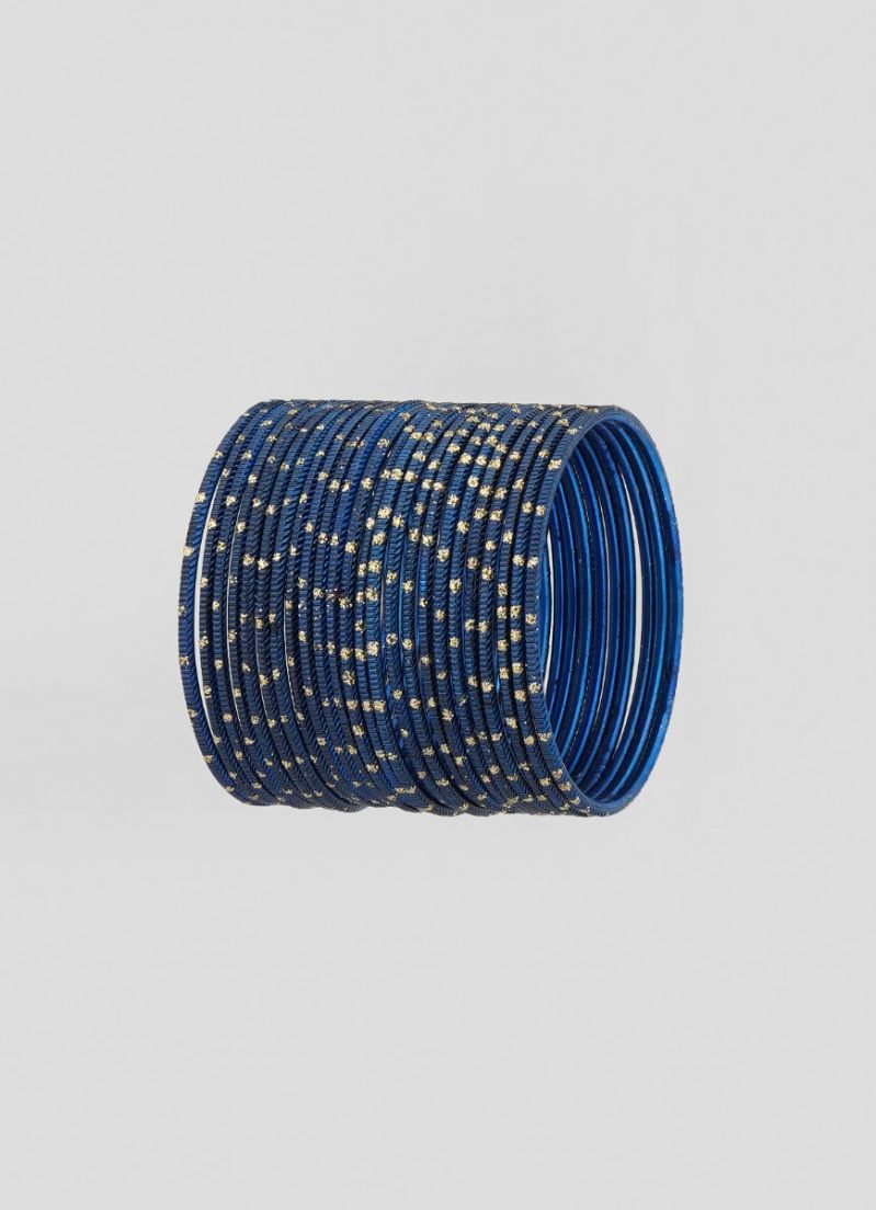 Buy Navy Glitter Spot Bangle Set