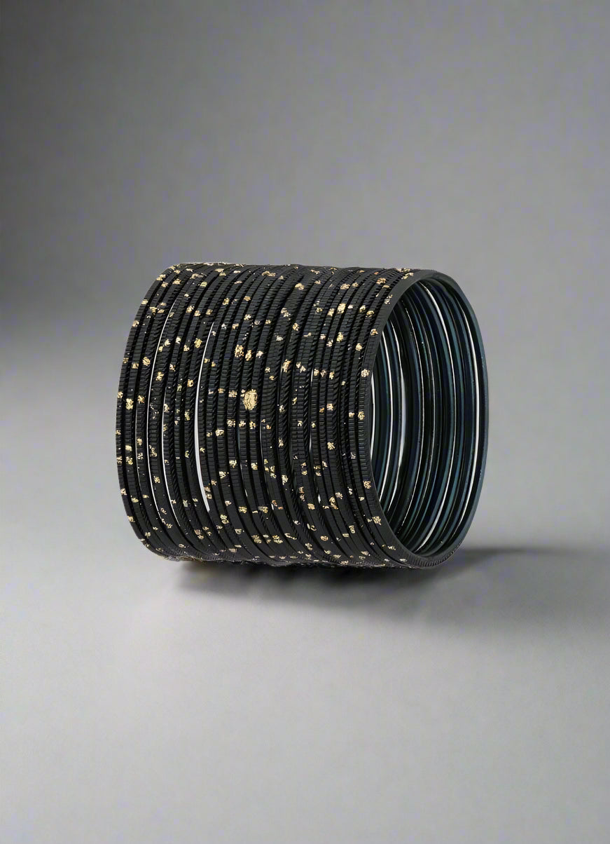 Buy Black Glitter Spot Bangle Set