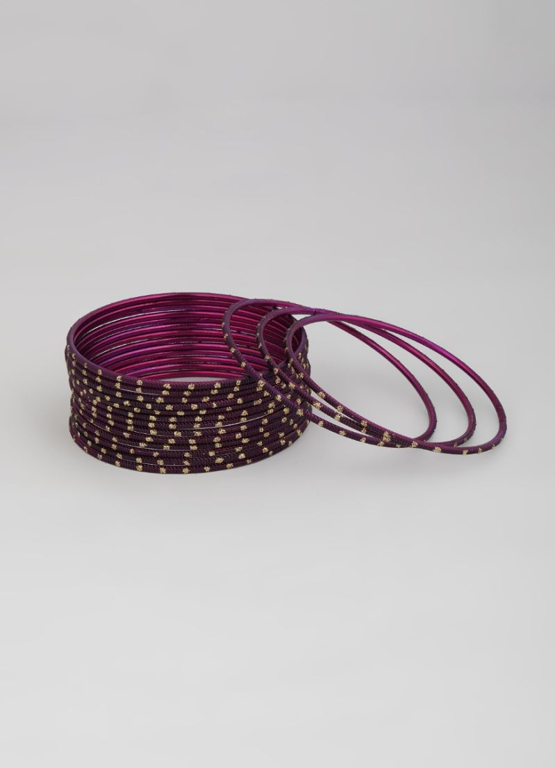 Buy Plum Glitter Spot Bangle Set