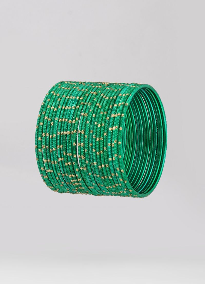 Buy Green Glitter Spot Bangle Set