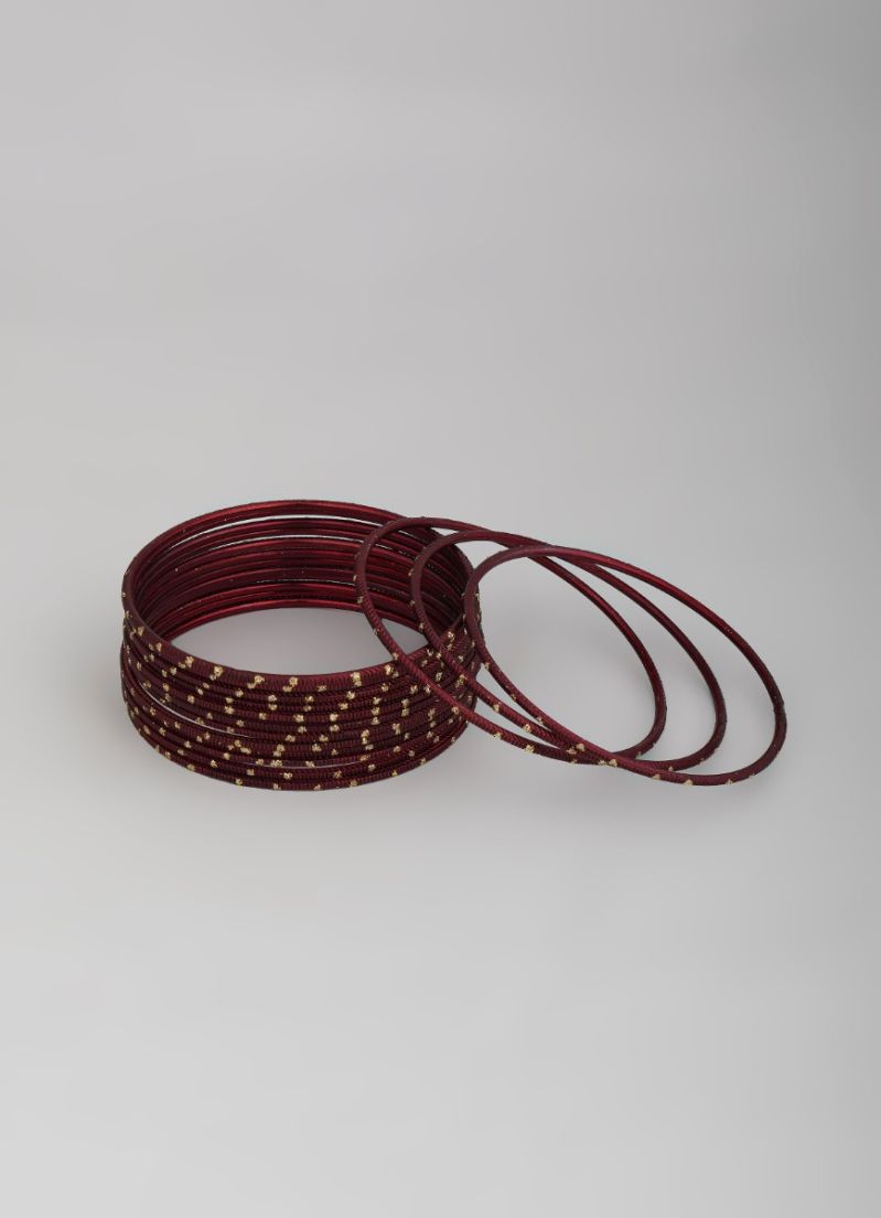 Buy Maroon Glitter Spot Bangle Set