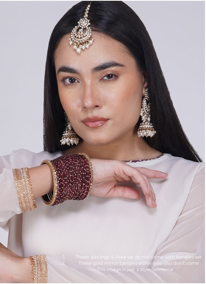 Buy Maroon Glitter Spot Bangle Set