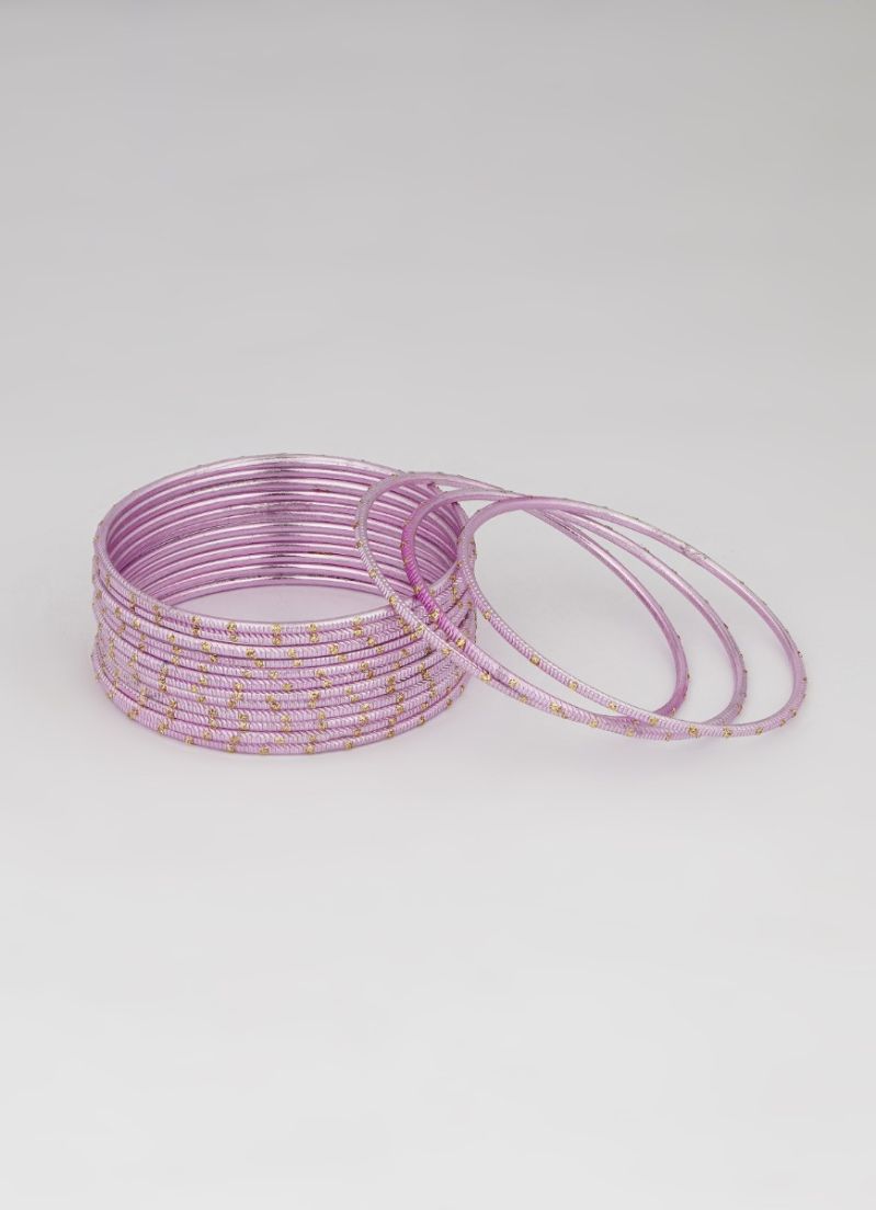Buy L Pink Glitter Spot Bangle Set