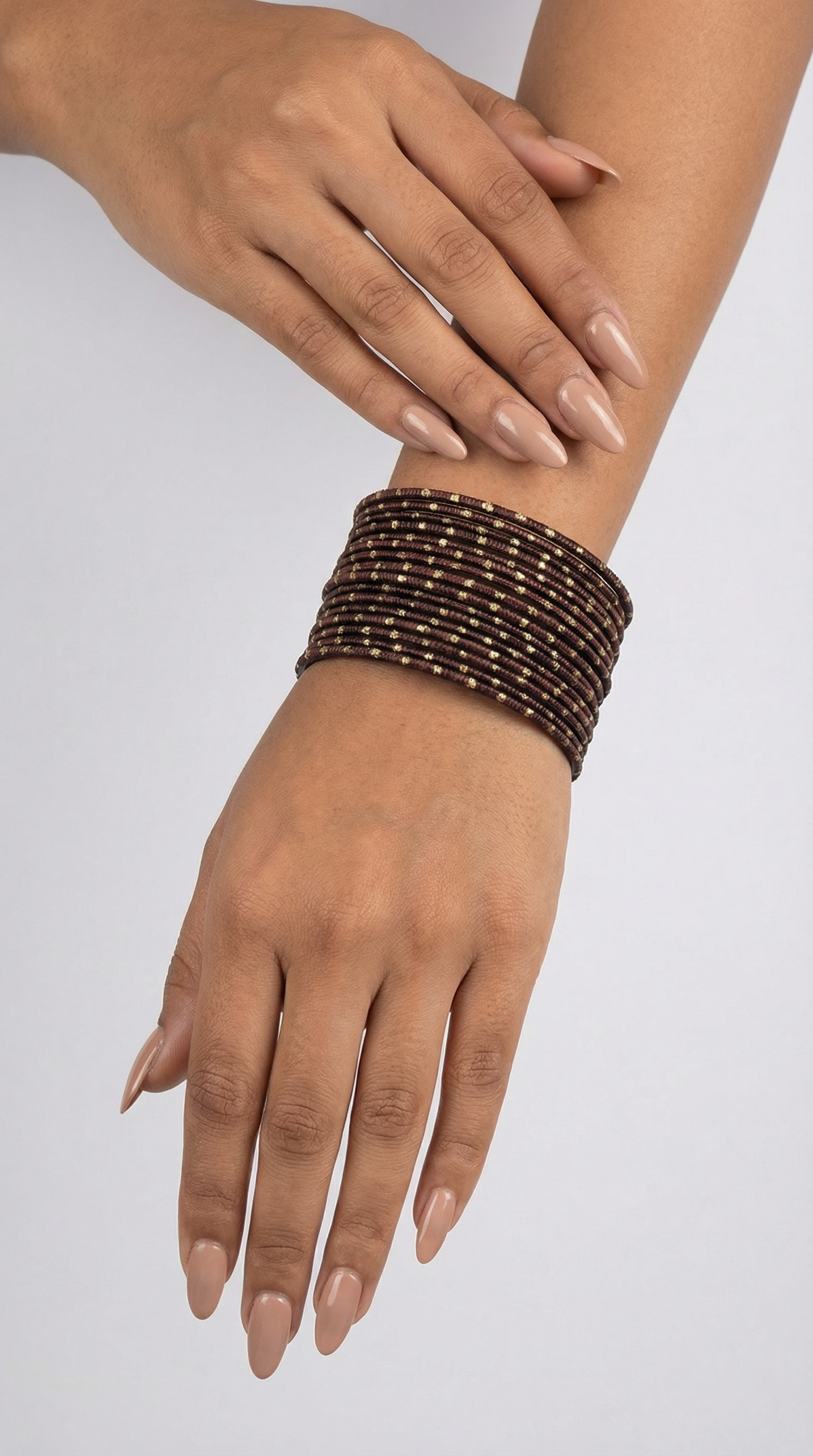 Chocolate Brown Glitter Bangles – 24 Piece Lightweight Jewellery Set for Weddings & Special Occasions