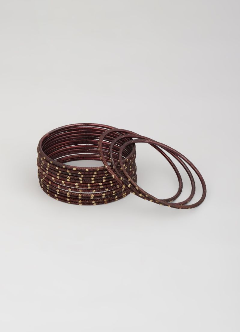 Buy Brown Glitter Spot Bangle Set