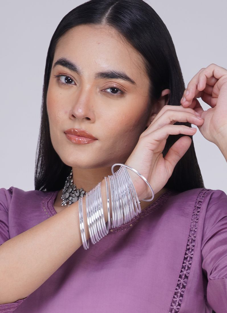 Buy Silver Metalic Bangle