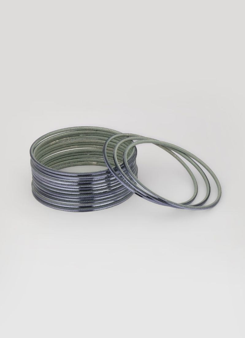 Dark grey metallic bangles for layering and mixing