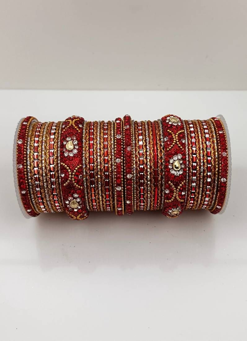 Buy Red Double Bangle Set
