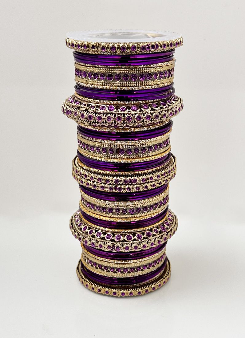 Buy Purple Anitique Gold Double Bangle Set