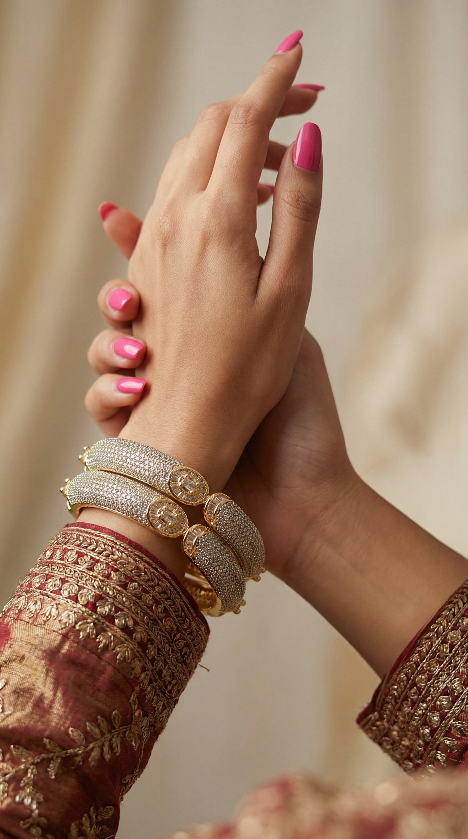 American diamonte gold plated bangle pair with elegant detailing