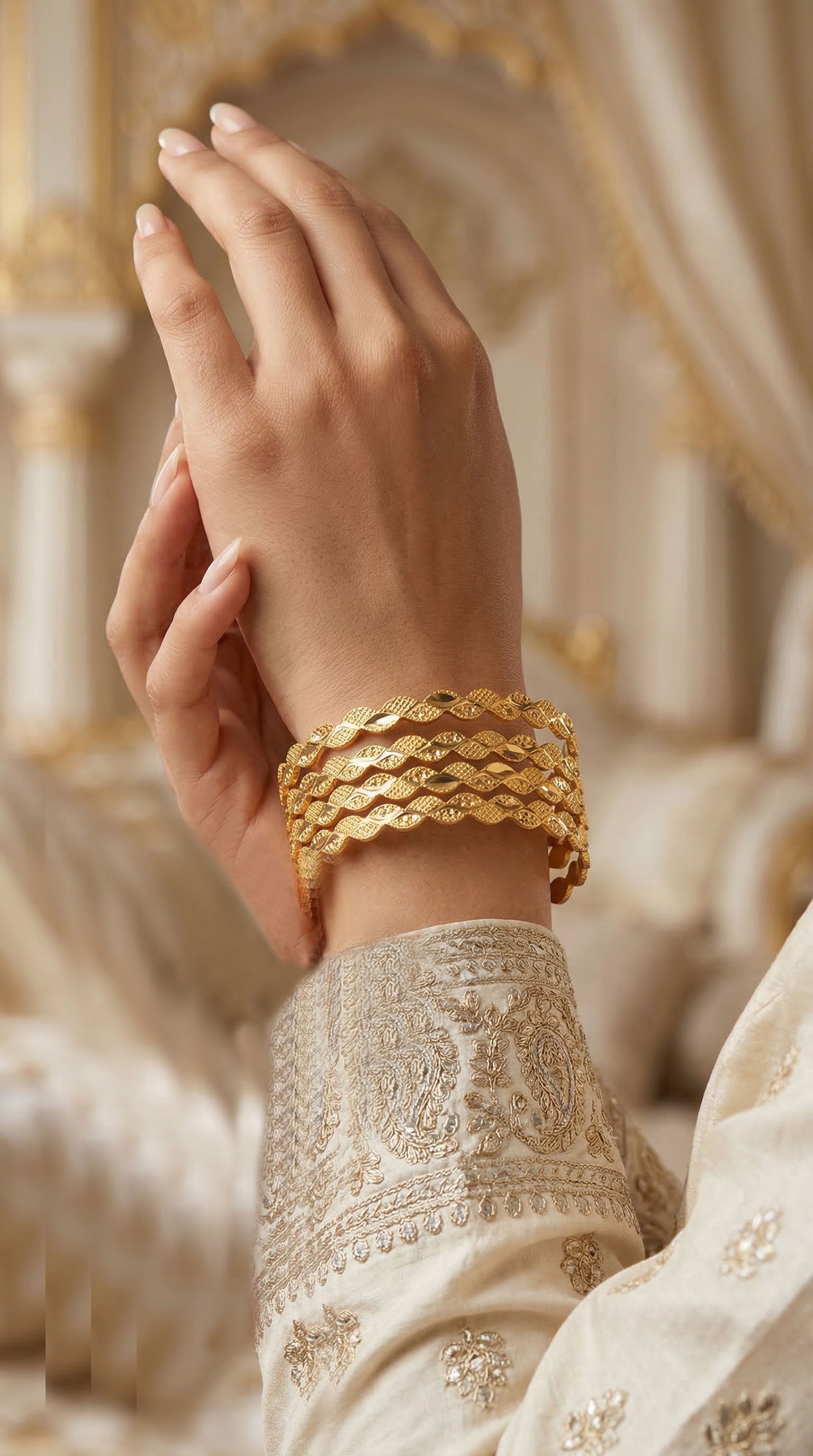Traditional Gold plated bangle kara Set