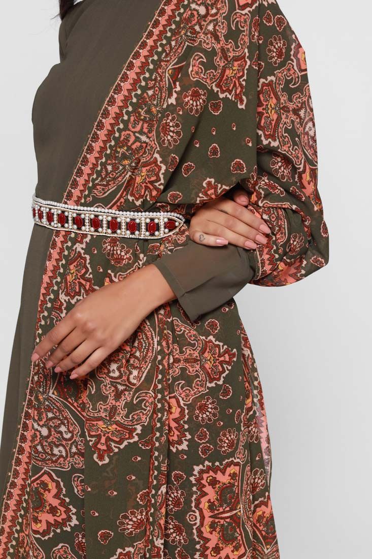 Ruby Beaded Waist Belt with Pearl Highlight