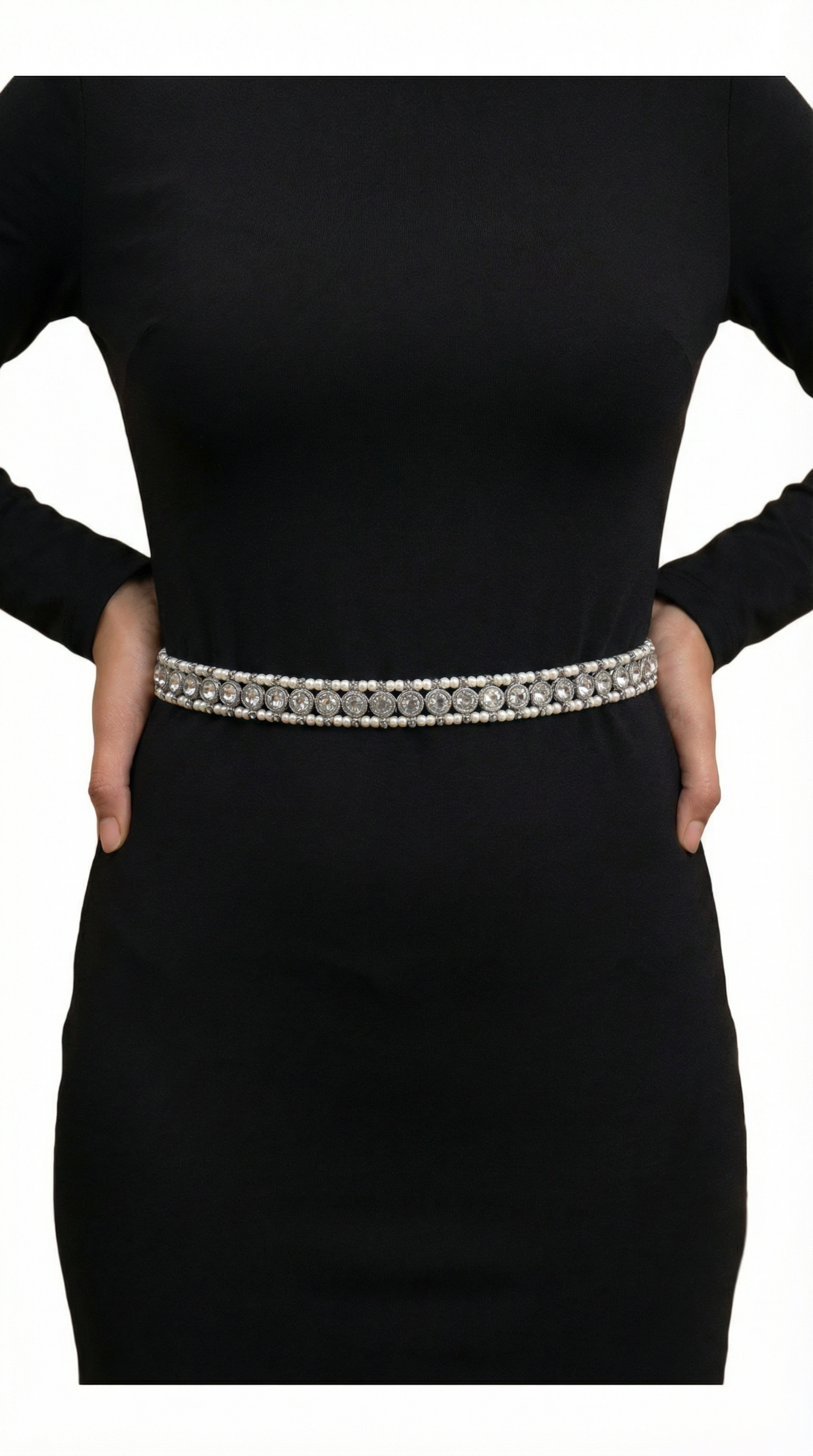 Silver Diamonte Embellished Waist Belt