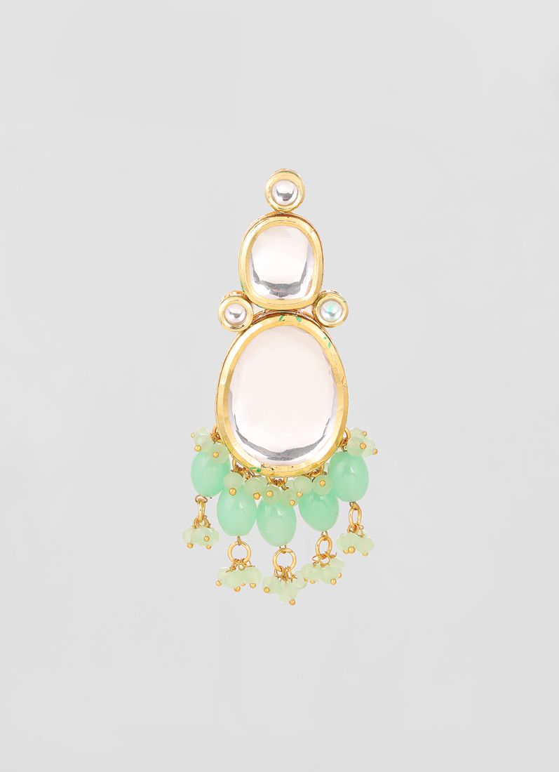 Green large Mirror Kundan Necklace Set