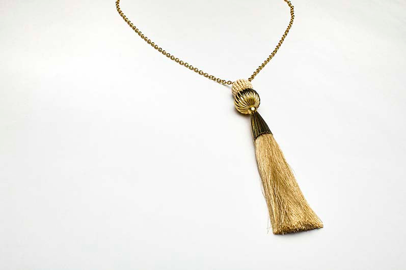 Beige Fringe Necklace