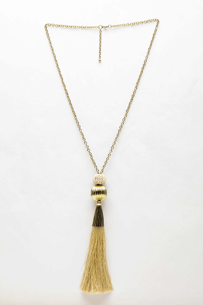 Beige Fringe Necklace