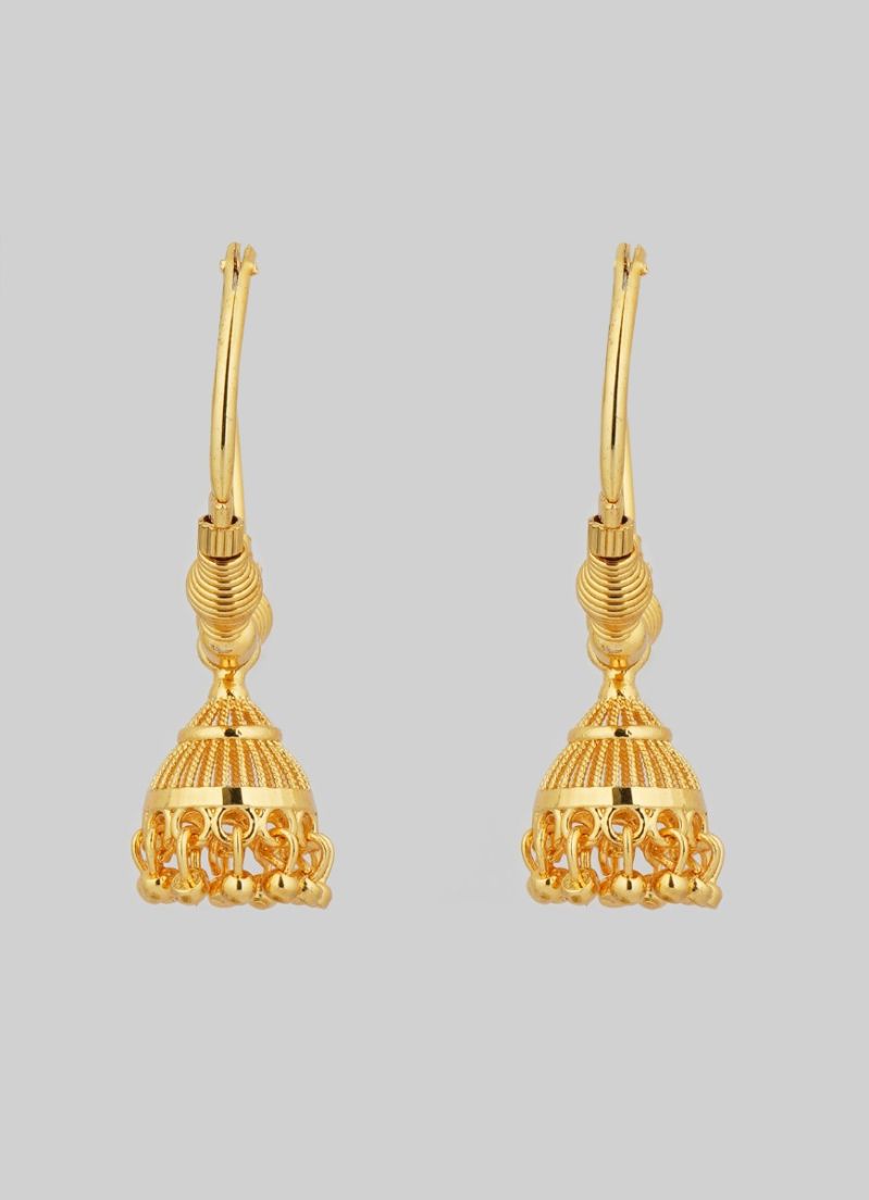 Buy Evergreen Gold Pleated Bali Jhumki