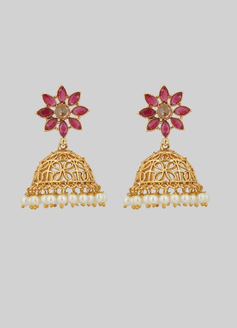 Buy Gold Brass Base Jhumki Earrings