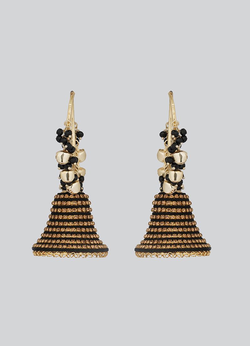 Buy Black Bell Shape Jhumki Earrings