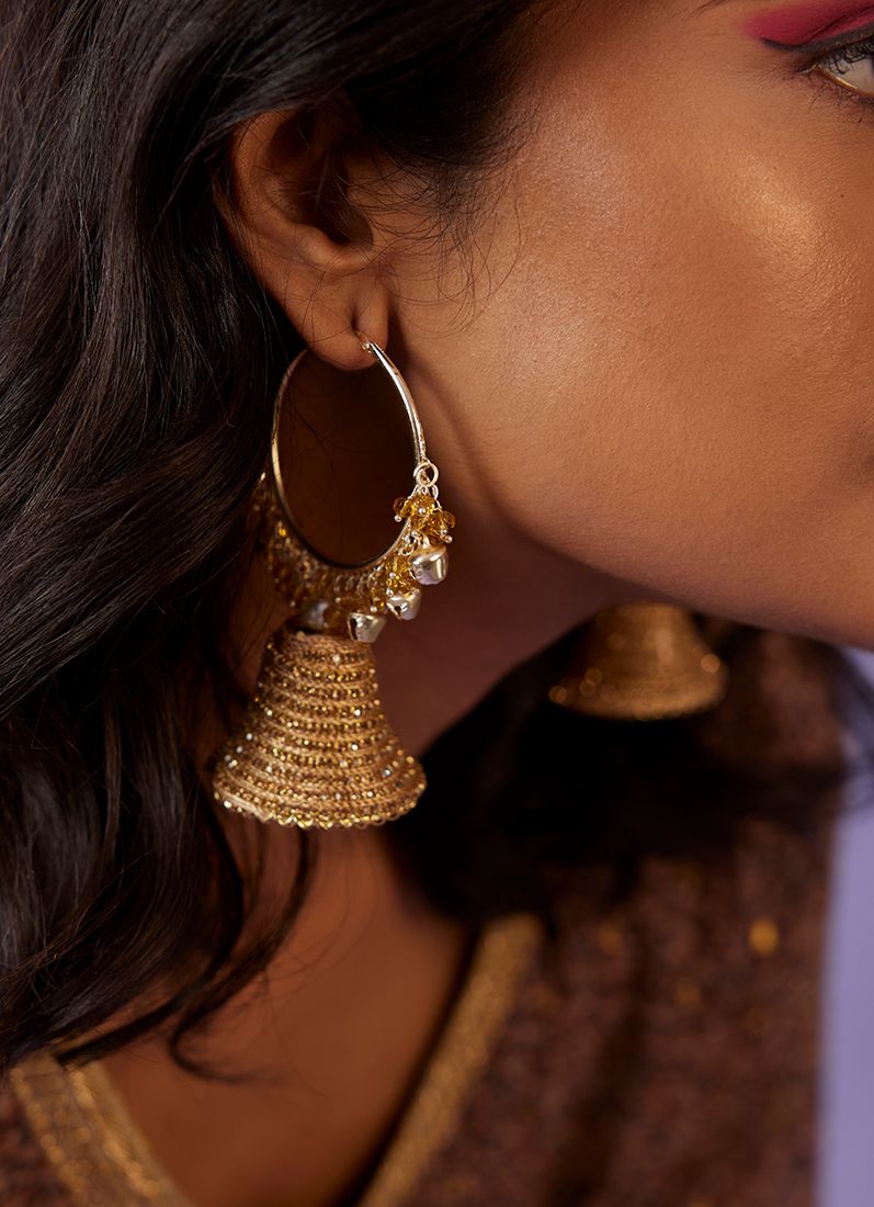 Buy Gold Bell Shape Jhumki Earrings