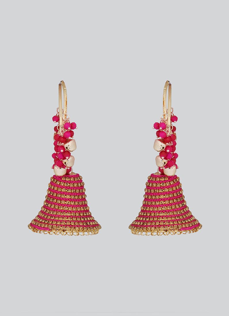 Buy Pink Bell Shape Jhumki Earrings