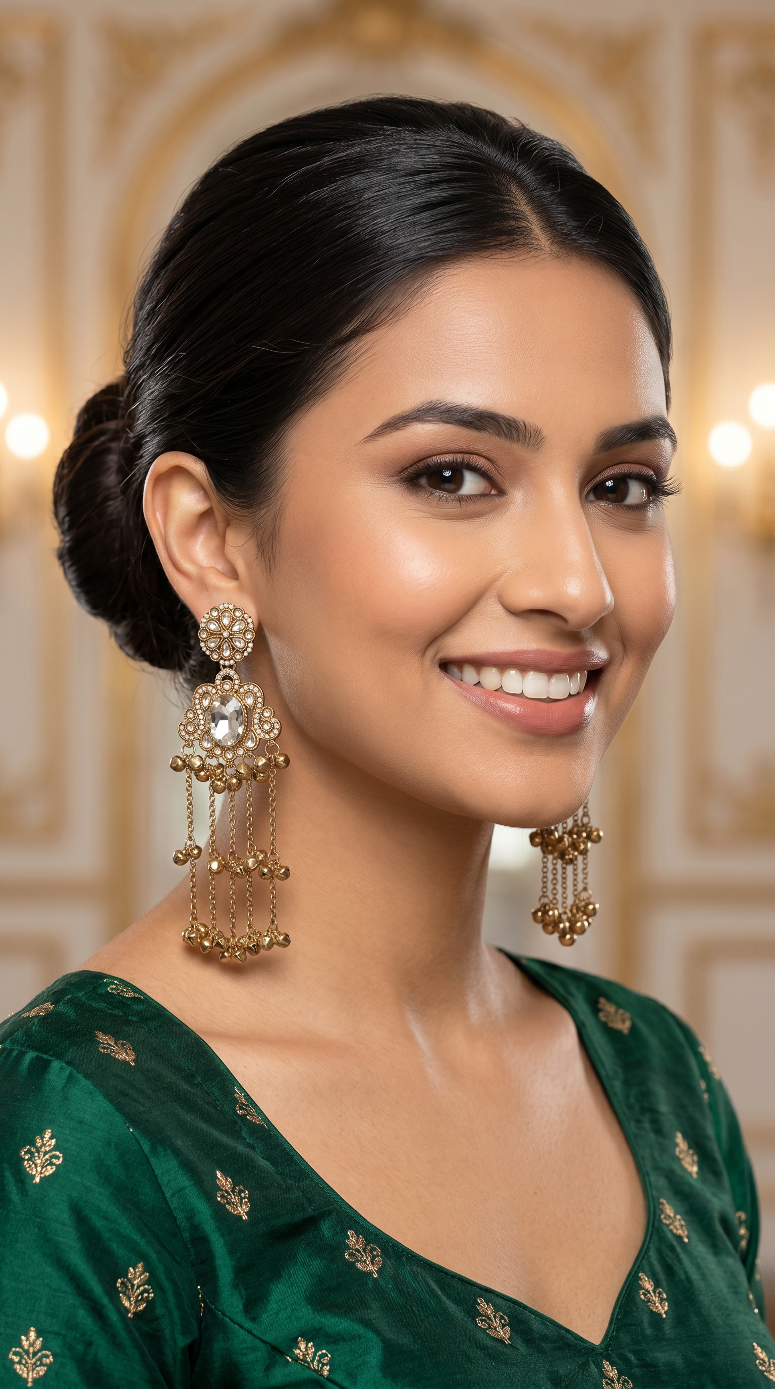 Clear Diamonte Kashmiri Style Earrings