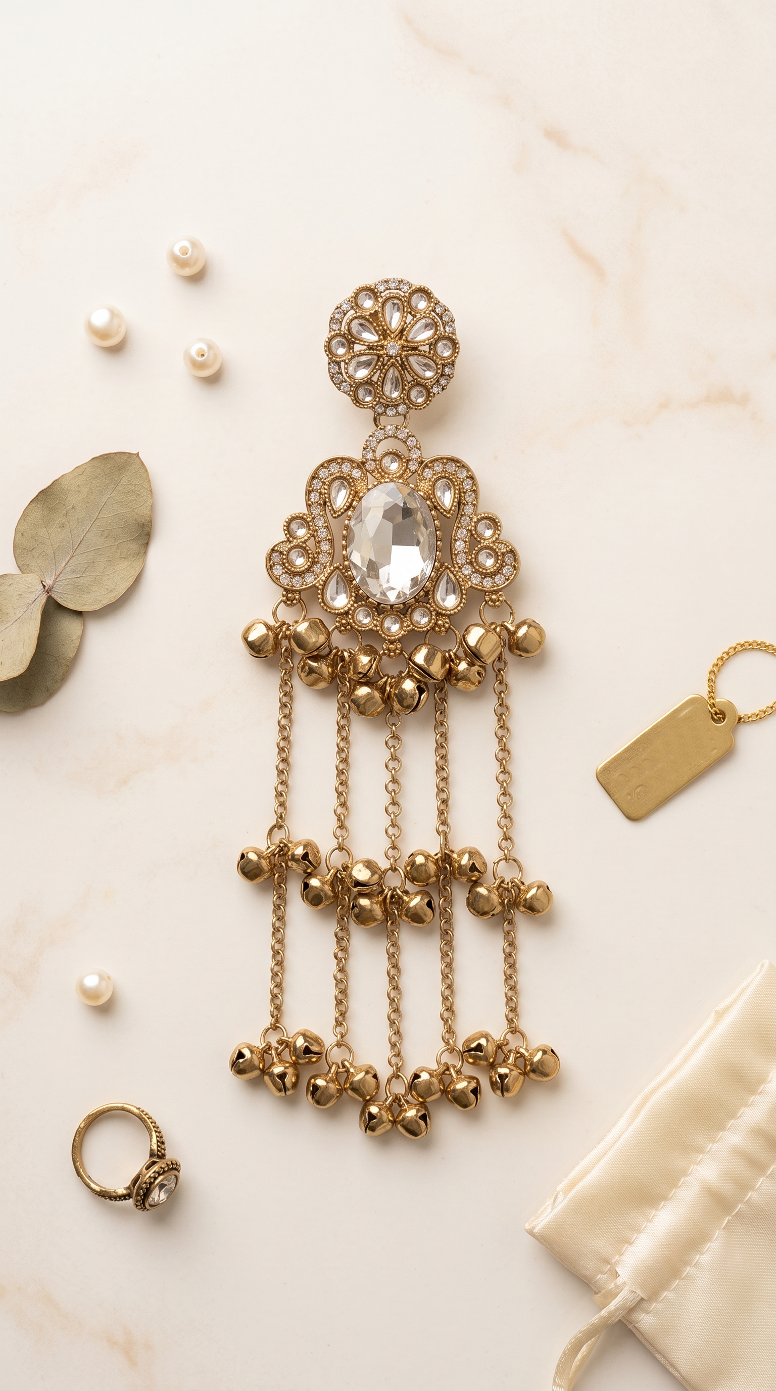 Clear Diamonte Kashmiri Style Earrings