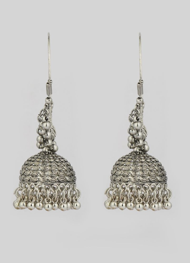 Buy Silver Oxidise Bali Earrings