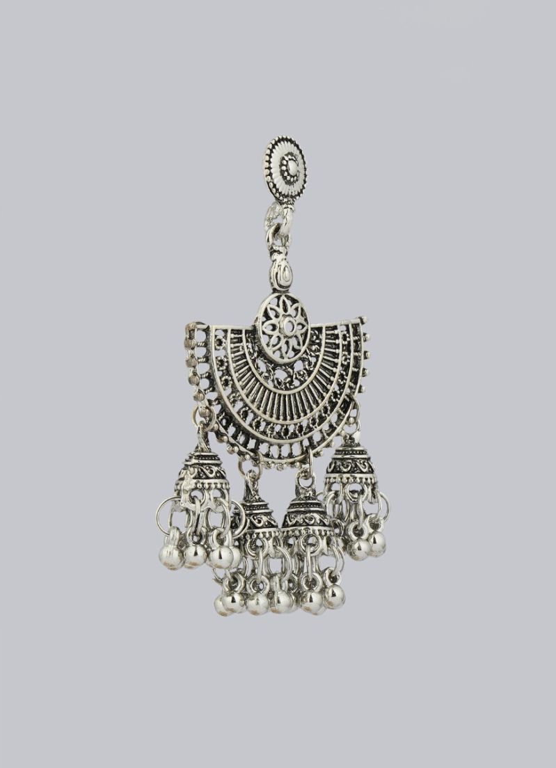 Silver Oxodised Earrings with Mini Jumki Droplets
